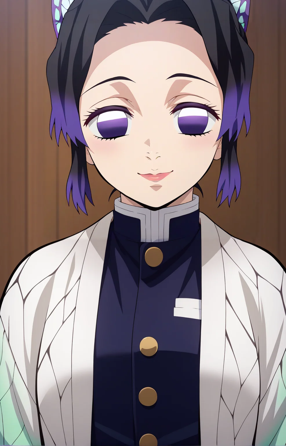 KShinobuXLV4, score_7_up, BREAK source_anime, 1girl, solo, looking at viewer, eyes focus, <lora:KShinobuXLV4-10EP:0.9>