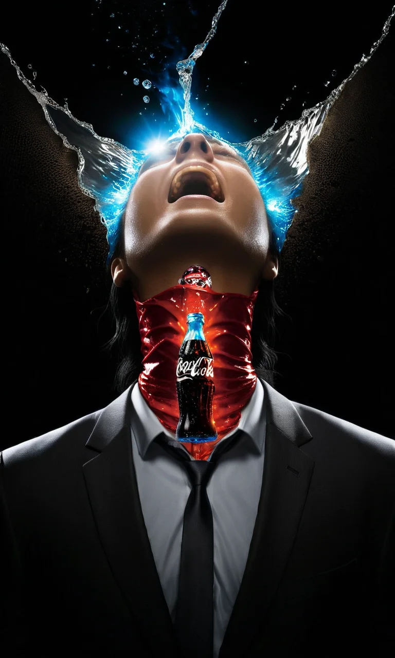 A hollow body, emerging from the neck a soul of light, the one that replaces what was once the man inside the suit and tie: and it hasn't. Nothing can replace it, yet the corporate logos, the Pepsi, the Coke, the Nintendos and so on speak through its neck and somewhere in the static, like an enigmatic face pressed against a saran wrap wall, it screams. And you see it there, late at night in the mirror: he is alive in there in the screaming thing that wakes into television and presses into its pillow like death like death like all that has wept and long gone down into the grave of night, the one that never sleeps now, and besides, the light stays on in the daytime too, A hollow body, emerging from the neck a soul of light, the one that replaces what was once the man inside the suit and tie: and it hasn't. Nothing can replace it, yet the corporate logos, the Pepsi, the Coke, the Nintendos and so on speak through its neck and somewhere in the static, like an enigmatic face pressed against a saran wrap wall, it screams. And you see it there, late at night in the mirror: he is alive in there in the screaming thing that wakes into television and presses into its pillow like death like death like all that has wept and long gone down into the grave of night, the one that never sleeps now, and besides, the light stays on in the daytime too, dynamic composition, dramatic ambient, detailed intricate, epic cinematic color, complimentary colors, very coherent, sharp focus, extremely complex, stunning, creative, joyful, beautiful, mystical, scenic, thought, professional, surreal, illuminated, amazing, elegant, perfect, colorful, best, still, pretty, futuristic, bright, clear, pristine, background, magic, vivid, flowing