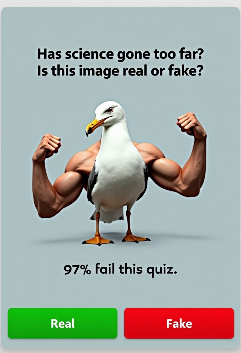 A seagull with arms