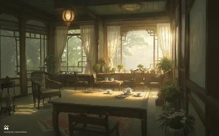 best quality,masterpiece,absurdres,newest,
<lora:ATNR_V1.1_Lokr_f4_warmup_stable_decay:0.85>,
(atnr),realistic,
(weaklight,backlight,volumetric lighting,),(dramatic angle,dynamic angle,dynamic pose),
flower, indoors, cup, no humans, window, chair, table, sunlight, plant, curtains, scenery, plate, teacup, lantern, chinese text, potted plant, artist logo, lamp, shade, teapot, architecture, east asian architecture, scroll, saucer, shelf, vase, painting (object), flower pot, carpet, ceiling light, rug, wooden table, wooden chair, lattice