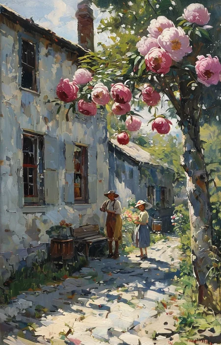 masterpiece,best quality,<lora:tbh209-sdxl:0.9>,illustration,style of Anthony Thieme decaying peonies