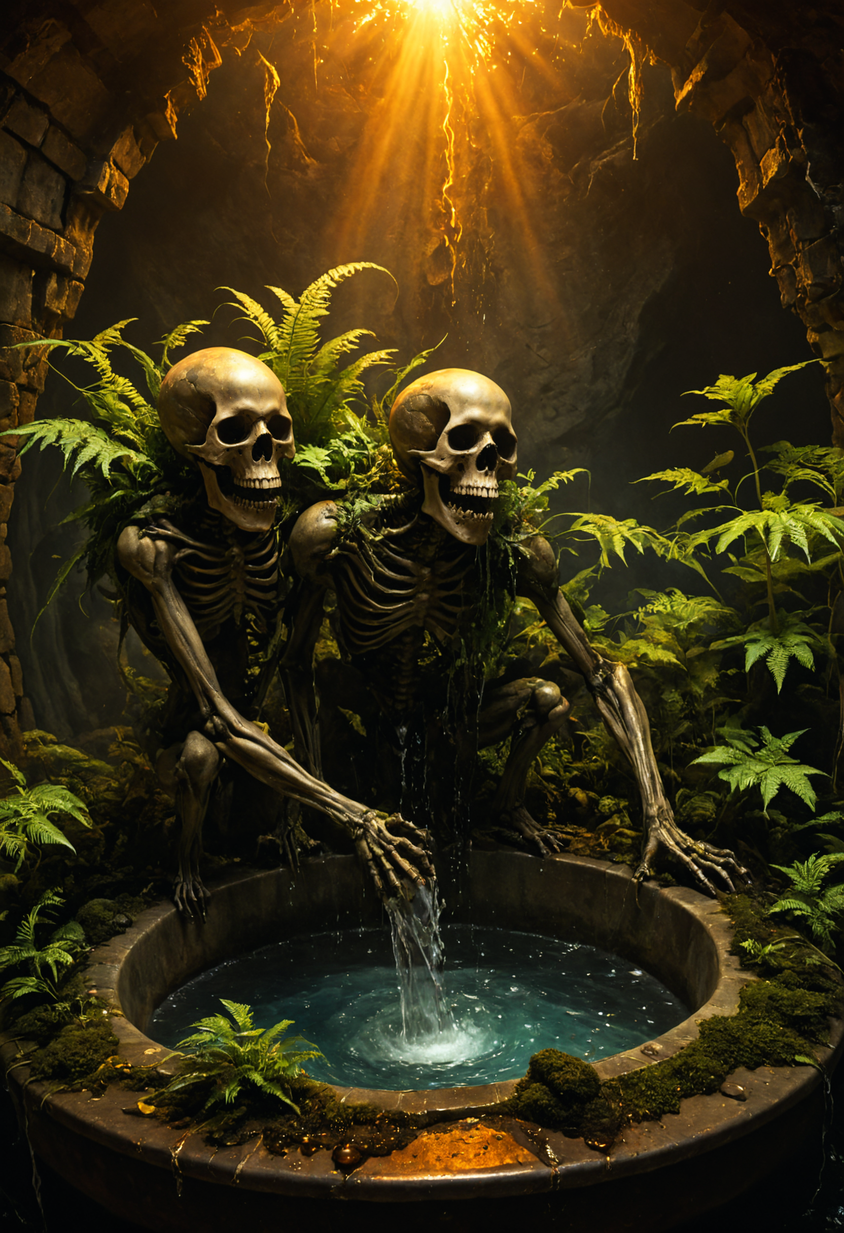 Horror-themed ((({A animals Radiant, They turned on their Self-Watering Plant Pot, which had robotic arms resembling tiny watering cans; when their fern started drooping, one arm reached for the sink faucet while another poured water gently into the soil without any effort from them.)
 (((with exaggerated expressions))) With Fangs That Drip Juice: Its fangs drip with sweet juice that looks suspiciously like bloodâtempting yet terrifying!, Golden Hour Shot: Shoot during sunrise or sunset when light is soft and golden for warm tones and long shadows that add dimension to your photos..(dynamic:1.1),sun rays,(taken by 4mm fisheye lens:1.1), 
(Vivid, HDR, Canon50, 8K, Hyper Realistic, Dramatic, Epic, Dynamic Contrast, Cinematic Lighting, increased brightness)(((Zoomed Out, Far away Shot))) = =. Epic dynamic lighting , vibrant,highly detailed,psychedelic,((Psychedelic, rainbow glow ))
((Vivid, Epic, Dynamic contrast)) (((Zoomed out, Far away shot, In frame)), (((Cinematic, Studio lighting, Contrast)))
<lora:rundiffusionXL_beta:0.8><lora:epicrealismXL_v5Ultimate:0.8><lora:crystalClearXL_ccxl:0.9>
<lora:extremely_detailed:0.8> extremely detailed
<lora:hyperkraximalism:0.6> hyperkraximalism
<lora:JuggerCineXL2:0.8> Movie Still, Film Still, Cinematic, Cinematic Shot, Cinematic Lighting
<lora:xl_more_art-full_v1:0.2>    <lora:RMSDXL_Darkness_Cinema:0.1>
 <lora:HellAI_XL:0.6> HellAI, skull, fire, demon, monster, - Generate images with sharp edges and fine details.
- Produce high-resolution images with no blurriness or distortions.
- Create images with clear and well-defined subjects.
- Ensure that the output images have crisp lines and distinct features.
- Generate images with vibrant colors and accurate tones.
- Avoid noise or artifacts in the generated images.
- Focus on producing clear textures and patterns in the images.
- Emphasize clarity and definition in all aspects of the generated images.
- Prioritize the sharpness and clarity of the main subjects in the images.
- Optimize the AI model to produce clear and visually appealing images., Wlop, By art germ . Eerie, unsettling, dark, spooky, suspenseful, grim, highly detailed