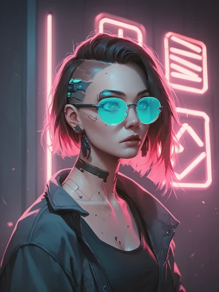 score_9, score_8_up, score_7_up, score_6_up, score_5_up, score_4_up, <lora:n30nXLP:0.7>, n30n, neon lights, 1girl, glasses, cyberpunk,