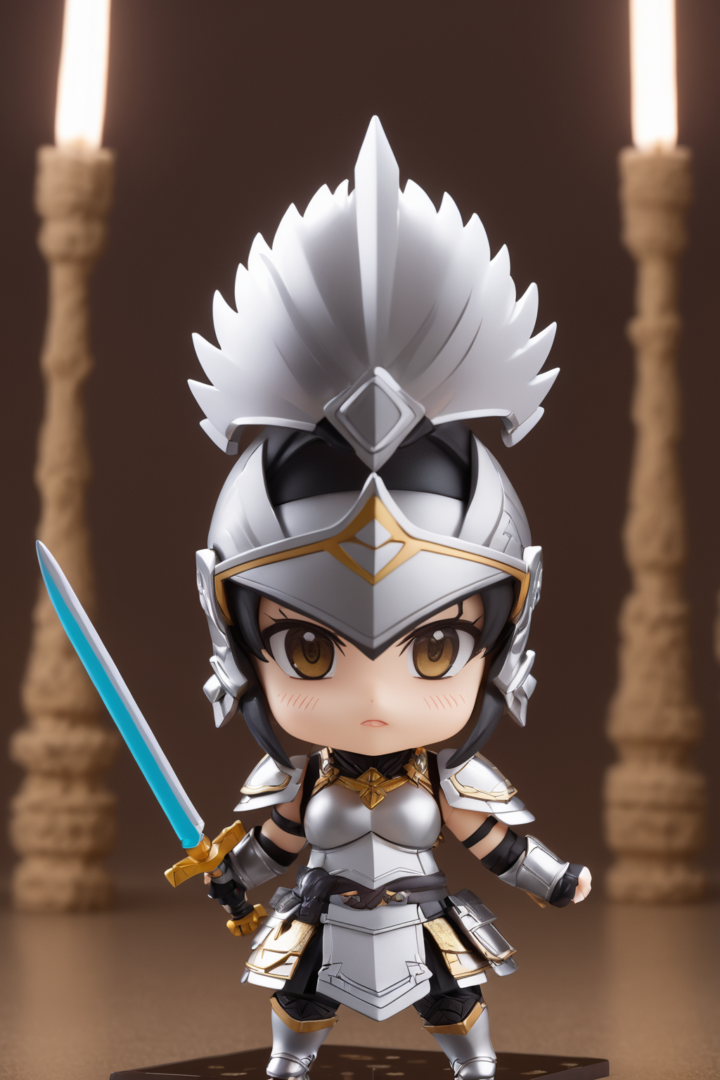 Cinematic scene, solo, female warrior nendoroid <lora:nendoroid:0.5>, detailed background, masterpiece, best quality, high quality, absurdres
