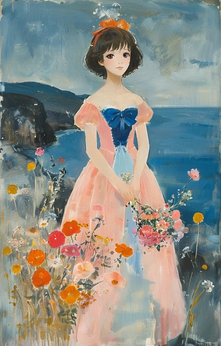 masterpiece,best quality,<lora:tbh241-sdxl:0.9>,illustration,style of Winifred Nicholson portrait of idolmaster cinderella girls,