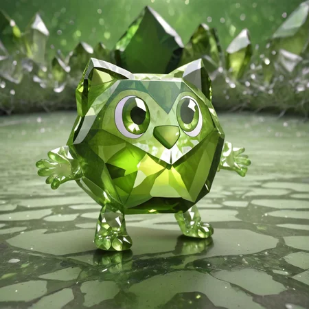 green gemstone, crystal, gem, shiny, peridot, happy frog, full body, detailed background, depth of field, subsurface scattering, ral-chrosc-clr, hud_per1d0t_wrld, green gemstone, crystal, gem, shiny