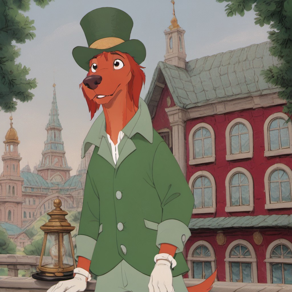 score_9, score_8_up, score_7_up, score_6_up, score_5_up, score_4_up, detailed fur, detailed face, city park background, masterpiece, furry male, front facing
BREAK
Shamus, dog, Irish Setter, anthropomorphic dog, cartoon dog, animal ears, long ears, floppy ears, red ears, orange fur, black eyes, brown nose, long snout, green suit, white gloves, dark green top hat, Disney,