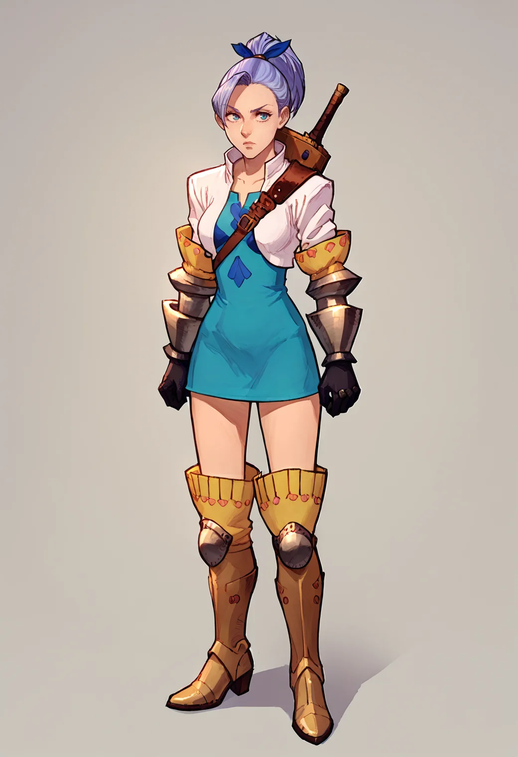 woman, score_8_up, (asura style:0.7),
1girl, (solo), short dress, gloves, bare legs, boots, armor, simple background,
jericho, <lora:Jericho__LoRA_epoch_22:1>