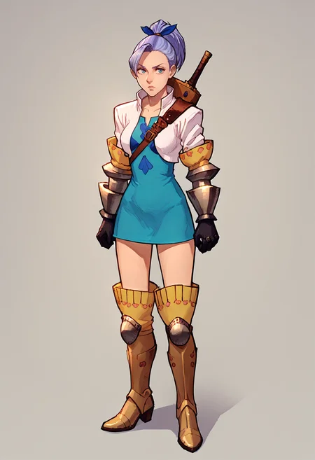 woman, score_8_up, (asura style:0.7),
1girl, (solo), short dress, gloves, bare legs, boots, armor, simple background,
jericho, <lora:Jericho__LoRA_epoch_22:1>