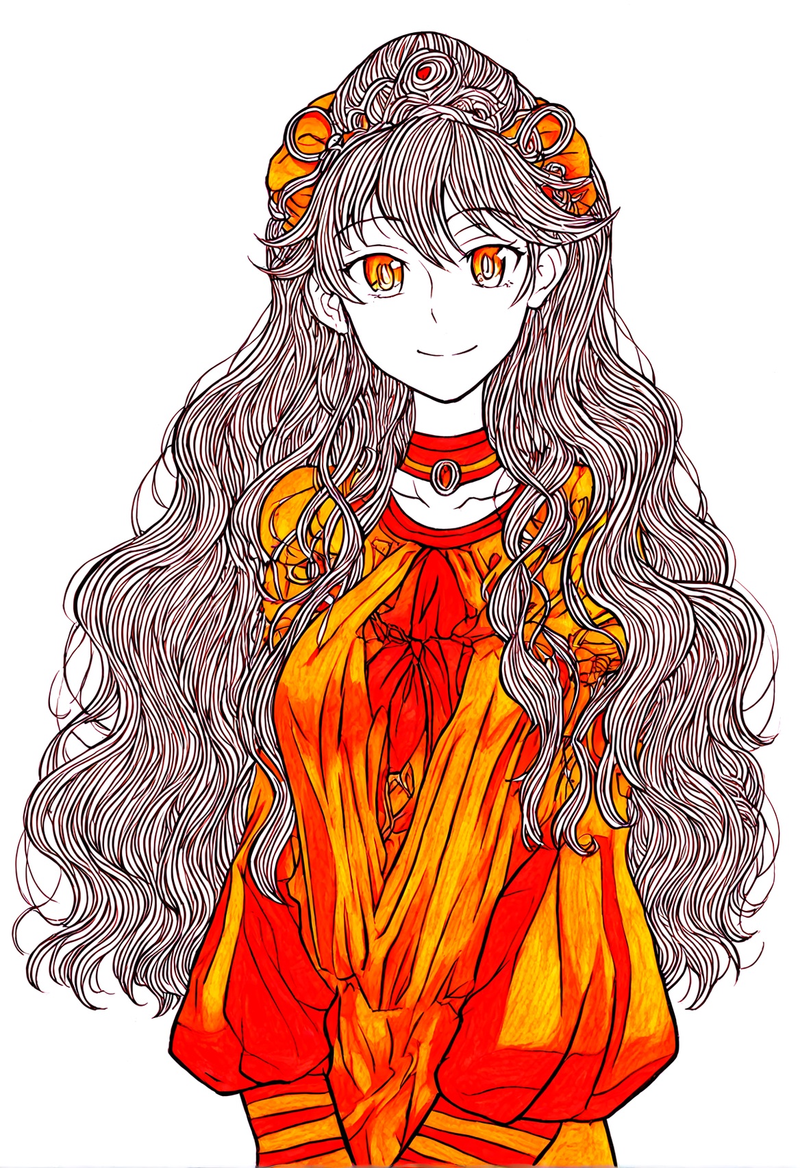 high quality, newest, hires, reduced color pallete, marker \(medium\), limited palette, 1girl, solo, dita liebely,