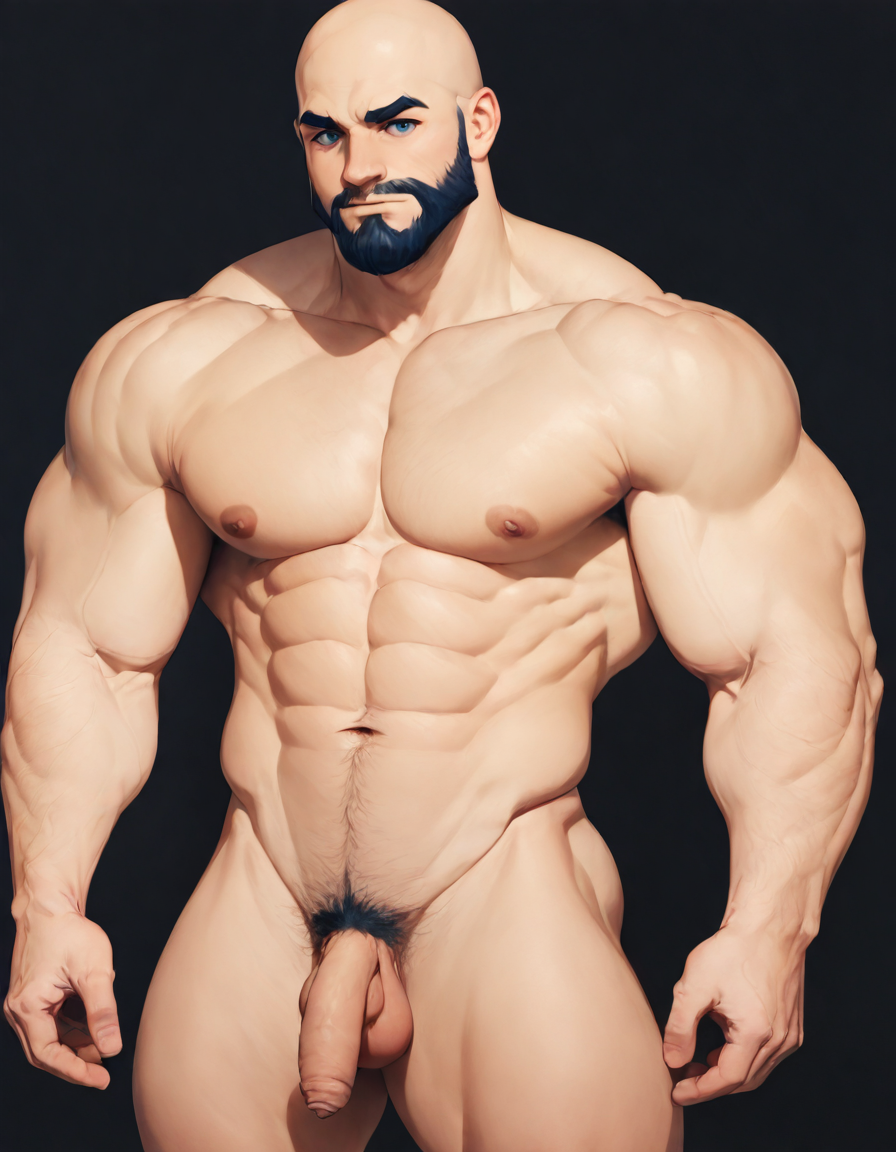 illMaleupBody, solo, looking at viewer, short hair, blue eyes, navel, nipples, male focus, thighs, nude, cowboy shot, penis, stomach, pubic hair, completely nude, uncensored, muscular, facial hair, thick thighs, abs, testicles, pectorals, muscular male, male pubic hair, bara, beard, large pectorals, veins, mature male, bald, foreskin, flaccid, 1boy
<lora:ILLå¡é2Dç·å­ä¸èº«illMaleupBody:0.8>,
