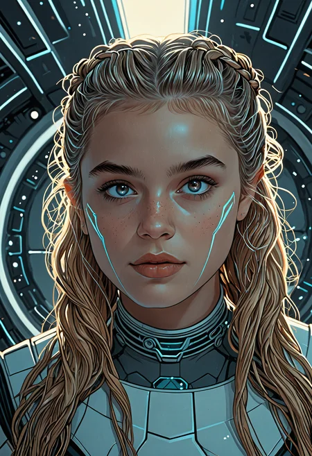 comic <lora:Beeple_retrofuturism-000005:1>,Beeple style,retrofuturism,<lora:Alice Prin OC-000005:1>,Alice Prin,1girl, . graphic illustration, comic art, graphic novel art, vibrant, highly detailed