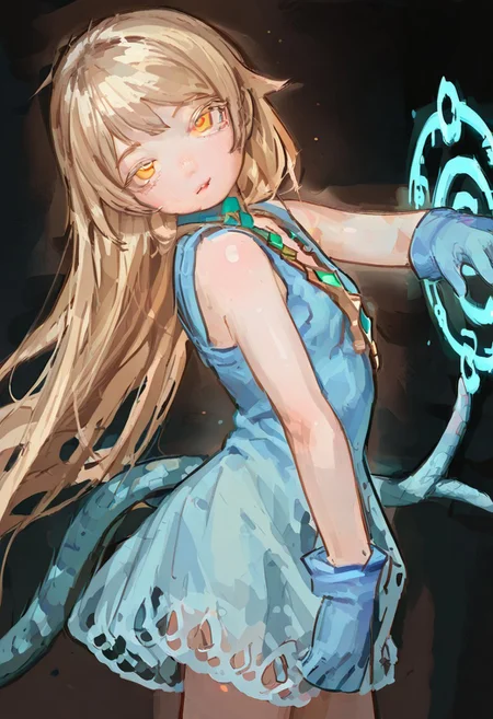 shiny_skin, looking_at_viewer, sleeveless, straight_hair, large_breasts, blonde_hair, teeth, shiny_hair, brown_hair, cowboy_shot, blue_gloves , (ultra -detailed, best illustration, elaborate illustrations, beautiful, amazing, masterpiece, realistic, best quality, classic, intricate, charismatic, finely detail, intricate design, intricate detailed, synesthesia, league of legends splash art, bloom, floating, magic circle, extremely detailed cg, extremely delicate and beautiful, advent of a powerful enemy, female, mature _ female, first _ person _ view, solo, solo _ focus, expressionless, standing, from side, full _ body, tachi -e, disheveled hair, perfect face, beautiful detailed eyes, detailed eyes, anime detailed eyes, detailed face and eyes, detailed pupils, sharp eyes, slanted eyes, colored eyelashes, glowing eyes, ringed eyes, slit pupils, devil eyes, snake pupils, jewel -like _ eyes, beautiful _ detailed _ sunlight, shine, best shadow, natural sunlighting, glitter, cinematic lighting, intricate lighting, ray tracing, light dust, light trails, strong rim light, core shadow, intricate shadow, textile shading, inverted colors lighting, glinting stars, ):0.5 solipsist