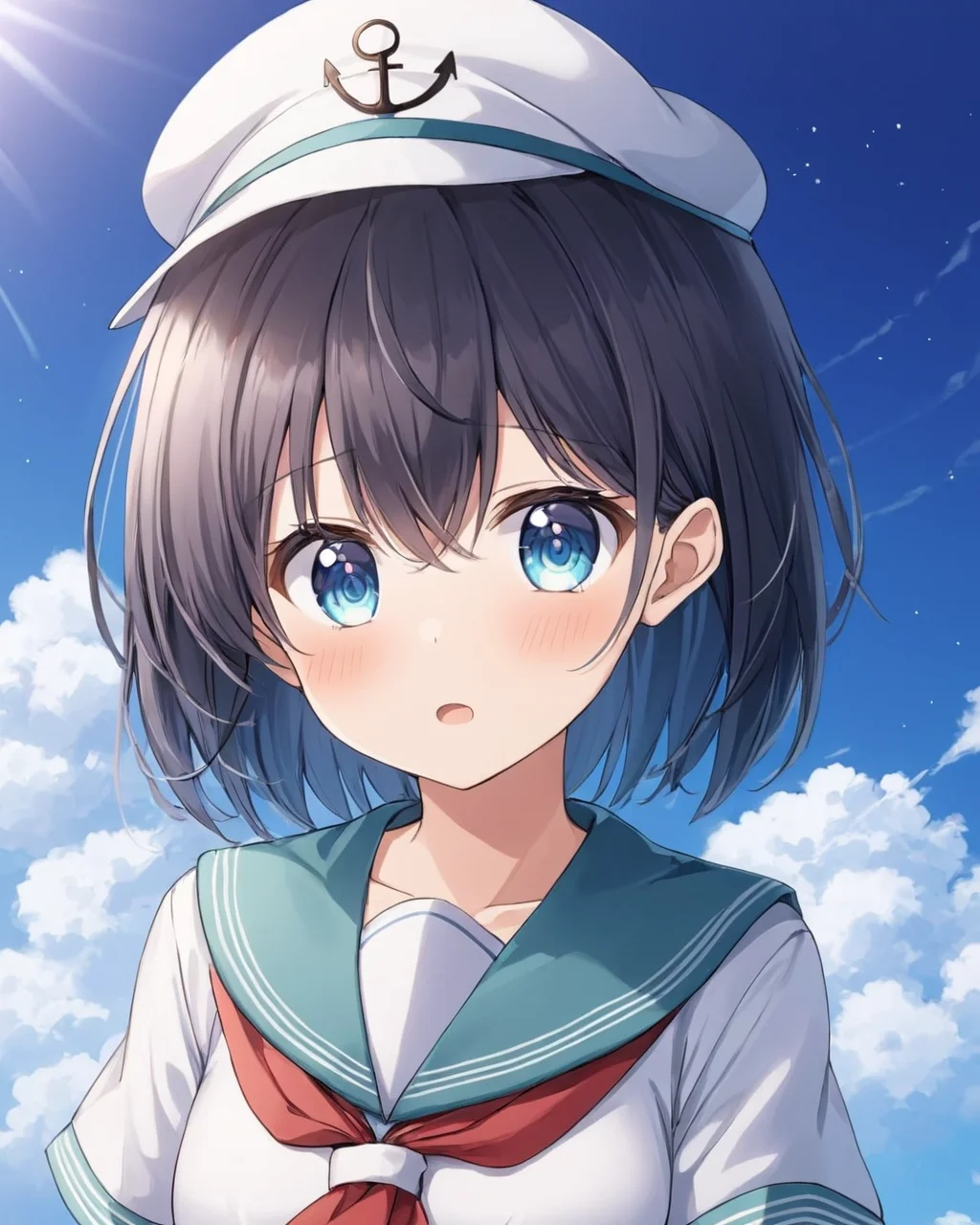 murasa minamitsu,1girl, solo, sailor_hat, upper_body, blush, sailor_collar, cloud, short_sleeves, hishaku, blue_sky, open_mouth, shirt, red_neckerchief, looking_at_viewer, white_headwear
<lora:murasa_minamitsu_image2637_2023-12-20-000008:1>,star-shaped_pupils,symbol-shaped_pupils,. gorgeous,key visual, vibrant, studio anime,award-winning, professional, highly detailed,high budget, cinemascope