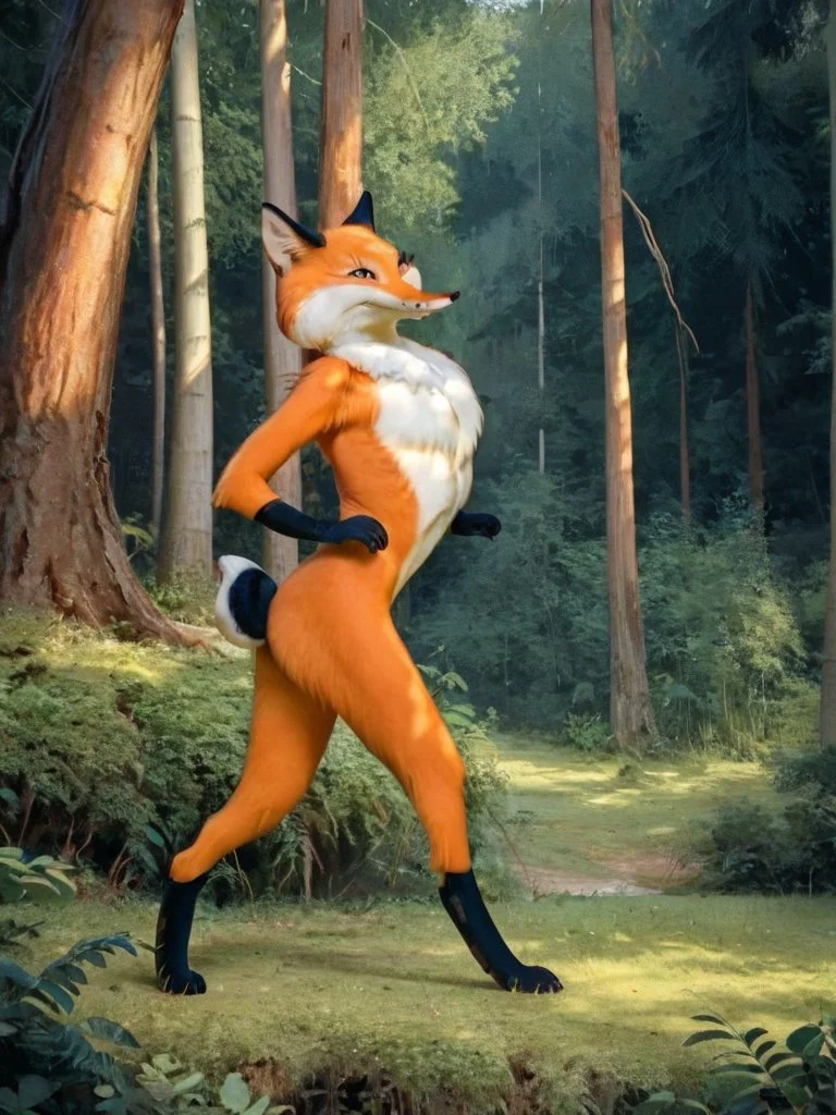 Score_9, score_8_up, scenery, fullbody, 1girl lisichka_B, posing, furry fox <lora:Lisichka:0.9>, highly detailed, masterpiece, wild forest, scenery, extreme detailed, hyperrealistic, masterpiece,