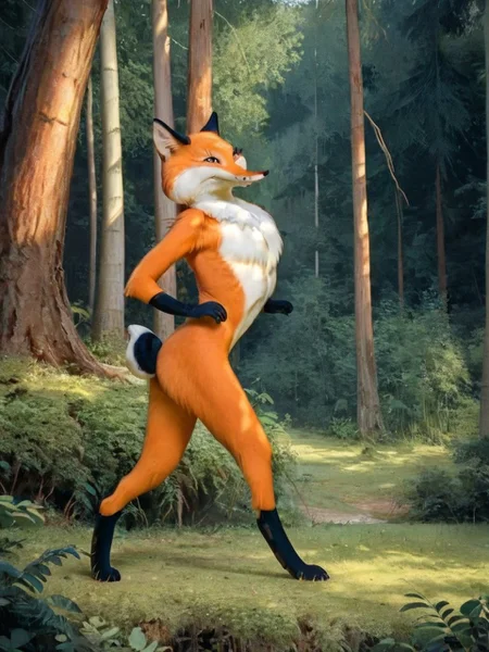 Score_9, score_8_up, scenery, fullbody, 1girl lisichka_B, posing, furry fox <lora:Lisichka:0.9>, highly detailed, masterpiece, wild forest, scenery, extreme detailed, hyperrealistic, masterpiece,