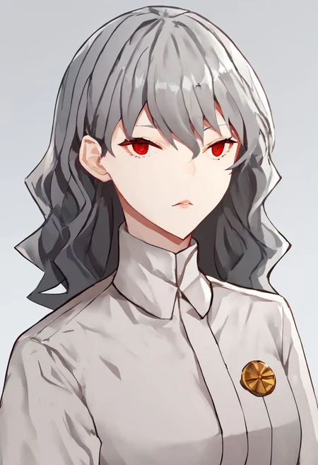 score_9, score_8_up, score_7_up, score_6_up, score_5_up, score_4_up, source_anime, 1girl,
izanamirnd, grey hair, long hair, red eyes, gas_station_employee_uniform,
masterpiece, best quality, very aesthetic, absurdres,