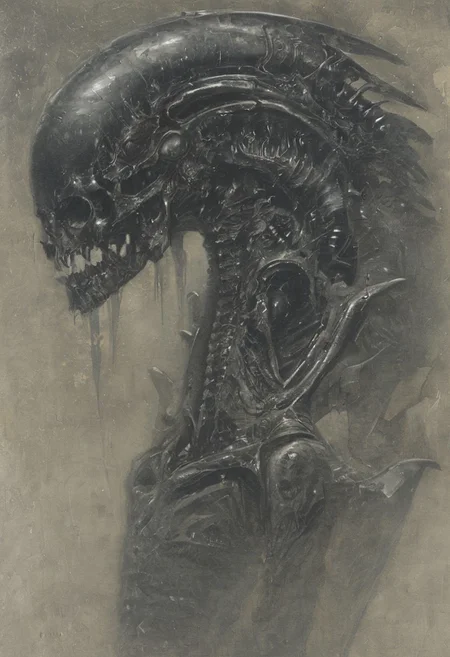 tear in the sky, style of H. R. Giger, Gerald Brom, galaxy, detailed, dynamic