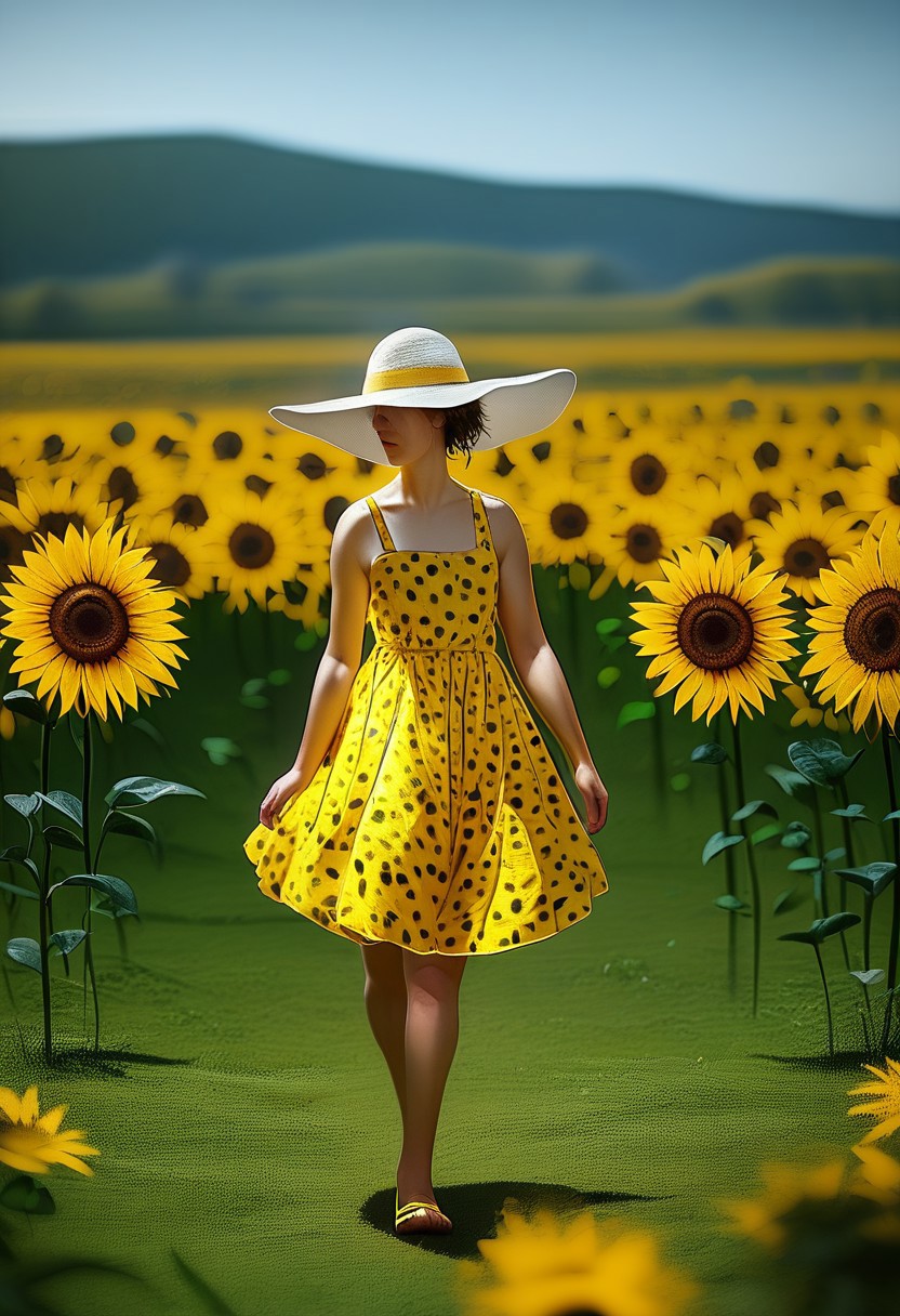 Merger_rose_lunawest,
(walking through a field of sunflowers wearing a (summer vintage polka dot dresses:1.3) and sun hat, field, sunflowers, summer, scenic:1.2), very sexy, bubs big
bokeh, f1.4, 40mm, photorealistic, raw, 8k, textured skin, skin pores, intricate details  <lora:epi_noiseoffset2:1>, epiCRealism