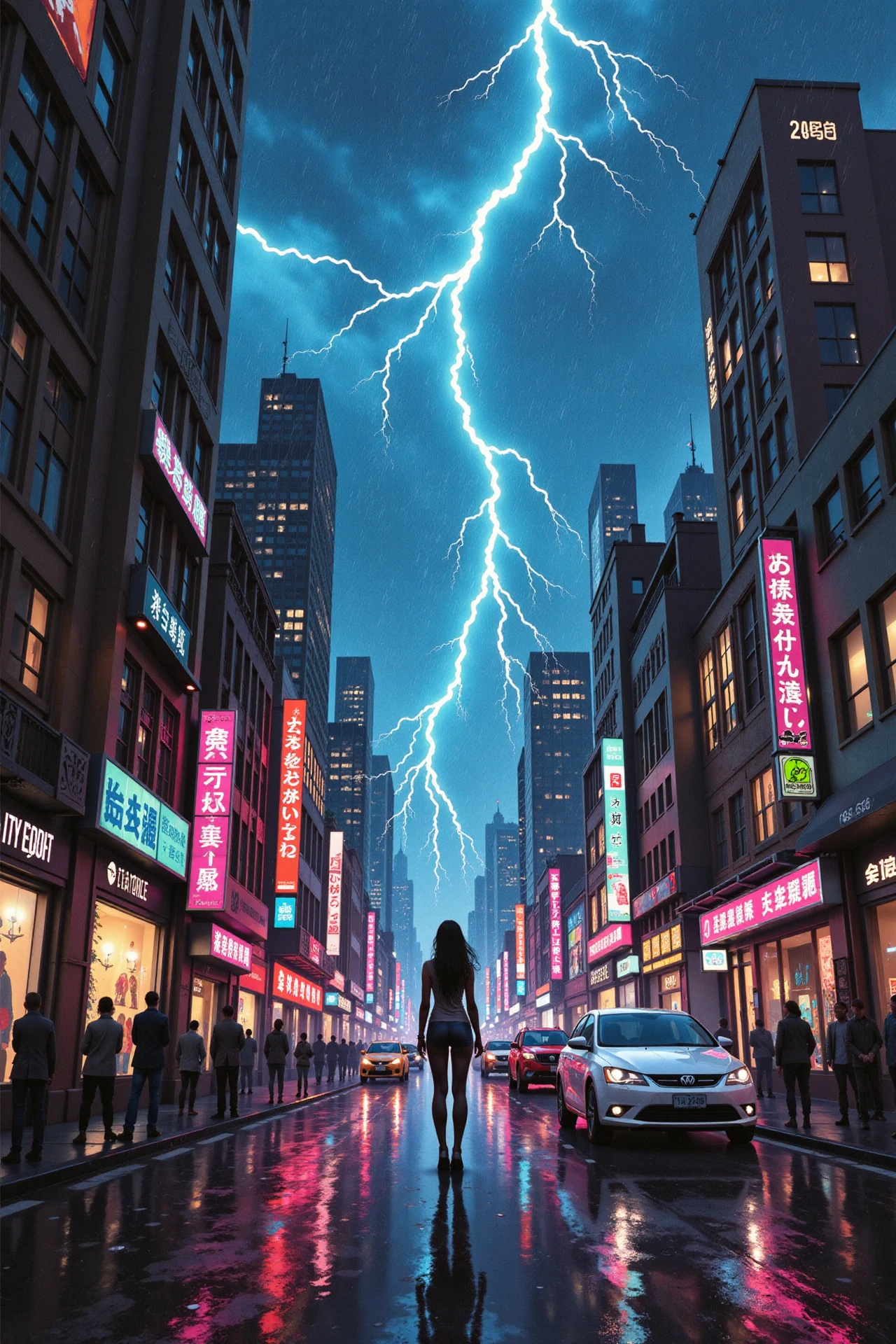 cyberpunk city beautiful  anime landscape, rain and storm, woman, very intricate, very detailed, sharp, bright, colorful, <lora:Hand v2:0.5> <lora:Anti-Blur:1><lora:Insane Detail Slider:0.25>  <lora:flux.1_lora_flyway_Epic-detail_v2:0.3> <lora:fluxenhancer:0.25> <lora:ROWER:0.6> <lora:flux-charmer-v1-1:0.4> <lora:Charcoal:1> charcoal drawing, charcoal