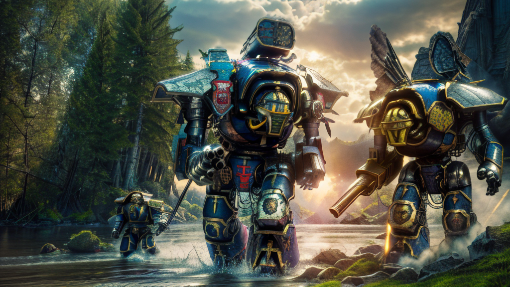 realistic analog photo, award winning photo,
 <lora:FantasyLandscape-10:0.75> fanlan, 
 <lora:Titans MK1 by CARAXES:1> titans, reaver, giant, massive size diffrence, marching across river,
RAW, highres, 8k, uhd, High Dynamic Range, tonemapping, crisp details,