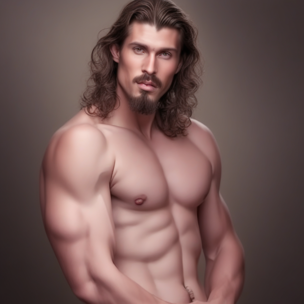 Naked handsome man with goatee nude