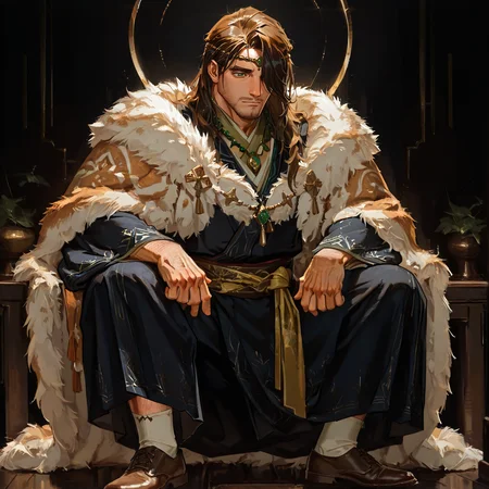 <lora:Tehre__Alchemist_Code-000004:.75> tagatametehre, tehre_green eyes, tehre_green eyes, 1boy, long hair, hair over one eye, circlet, solo, male focus, manly, mature male, bara, muscular male, necklace, fur cape, kimono, robe, sash, shoes, socks,
short hair, male focus, muscular male, muscular male, bara, mature, (hairy body, hairy, body hair, glossy skin, bara, mature, facial hair, beard, full beard, sideburn, mustache, stubble), facial hair, bara, mature, body hair, aixiwuganda_(20222192), very awa, masterpiece, best quality, absurdres, newest, perfect quality, detailed background, intricate details,, <lora:slider_Body Type_alpha1.0_rank4_noxattn_last:3><lora:Anime Summer Days 2 Style SDXL_LoRA_Pony Diffusion V6 XL:.6><lora:merged:.7>, DARK, DARK BACKGROUND, LOW-KEY LIGHTING <lora:slider_cfg_scale_boost:.7><lora:Artist6p:.55>, Artist6p, Artist04p,<lora:slider_il_contrast_slider_d1:-.25>,<lora:slider_contract_controller_illus01_v1:.3>, <lora:addon_illustriousXLv01_stabilizer_v1.121:.5>,<lora:Heavenly_Beauty_r1:1>, (heavenlybeauty,)<lora:slider_style_strength_controller_illus01_v1:.25>