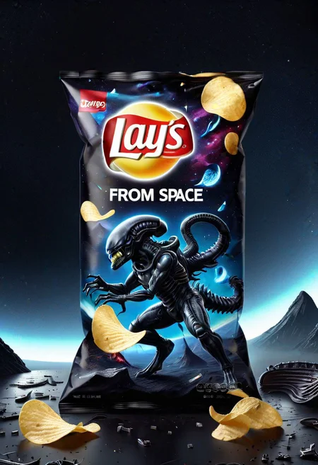 Lays chips bag "From Space", xenomorph