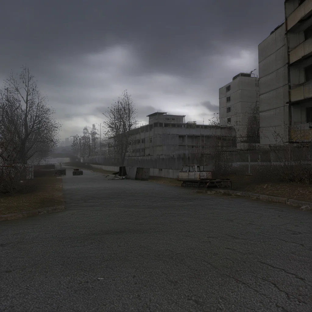 <lora:lora:1> no humans, car, motor vehicle, ground vehicle, tree, scenery, road, outdoors, sky, cloud, building, street, window, cloudy sky, house <lora:Chenorbyl_v1:0.8>