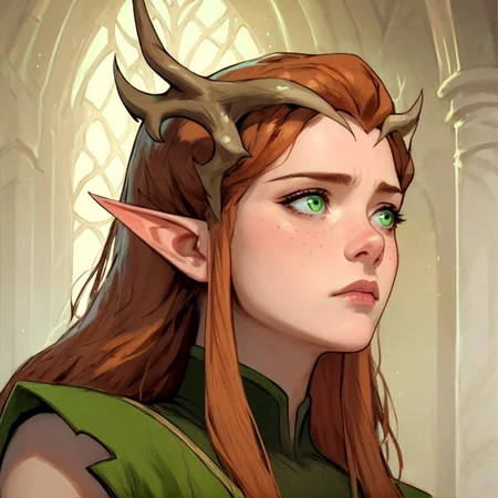 score_9,score_8_up, score_8,
dark, brooding,
1girl, keyleth, long hair, brown hair, green eyes, pointy ears, elf, antlers,
<lora:Expressive_H:0.5> <lora:Dungeons_and_Dragons_Art_Style-000003:1> <lora:keyleth-ponyxl-lora-nochekaiser:1>