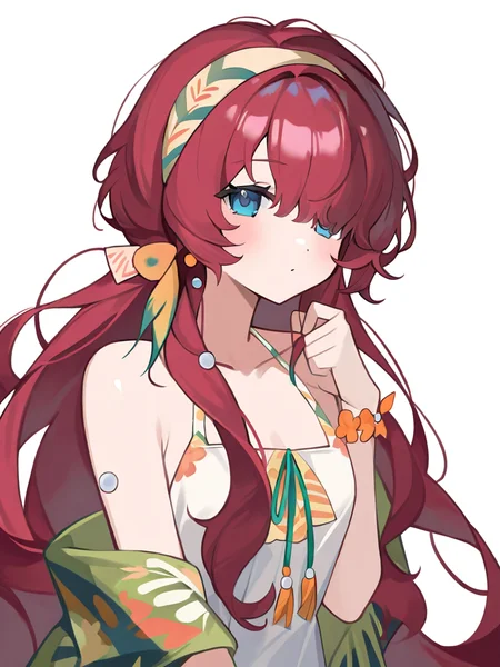 ,1girl,looking at viewer,solo,yenisei\\(summer\\),simple background,white background,dress, sleeveless, <lora:yenisei-000014:1>, masterpiece, best quality, very aesthetic, absurdres,newest, incredibly absurdres,