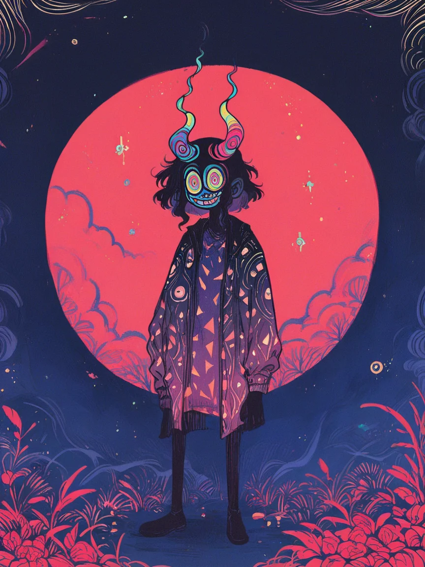 score_9, score_8_up, score_7_up, score_6_up, score_5_up, score_4_up, <lora:f3nn3rXLP:0.9> f3nn3r, 1girl, colourful, pink, blue, black, red, trippy