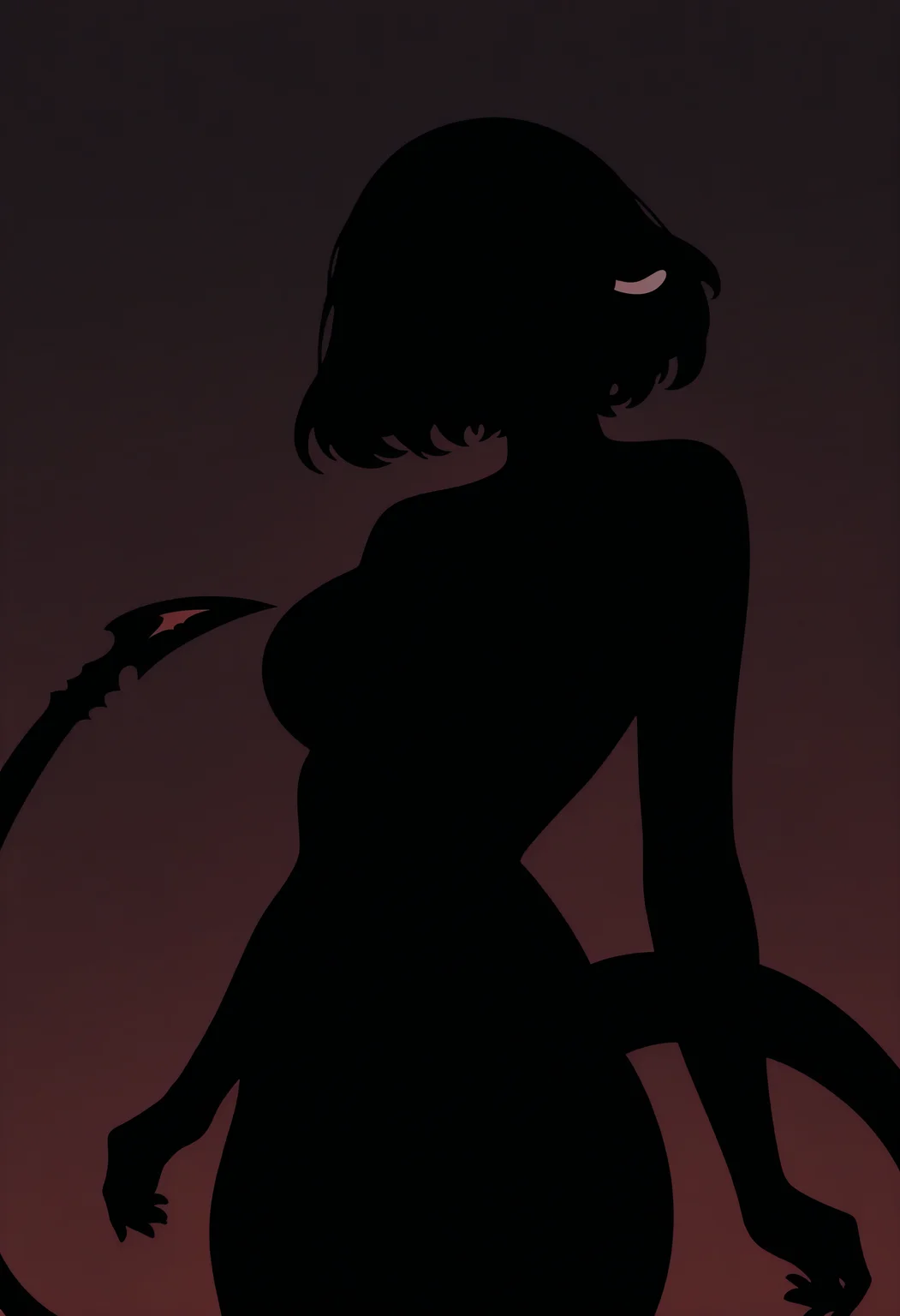 masterpiece, best quality, newest, absurdres, highres, <lora:zzz_janedoe_illustriousXL:1> j4ne d0e, tail, animal ears, vector art, simple background, no lineart, silhouette, portrait, no eyes, 1girl, cowboy shot,