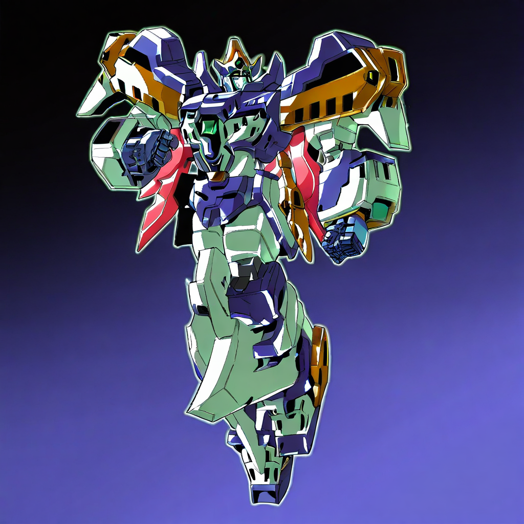 1boy, solo, f4ls4b4r, mecha, green eyes, full body, red wings, outside,