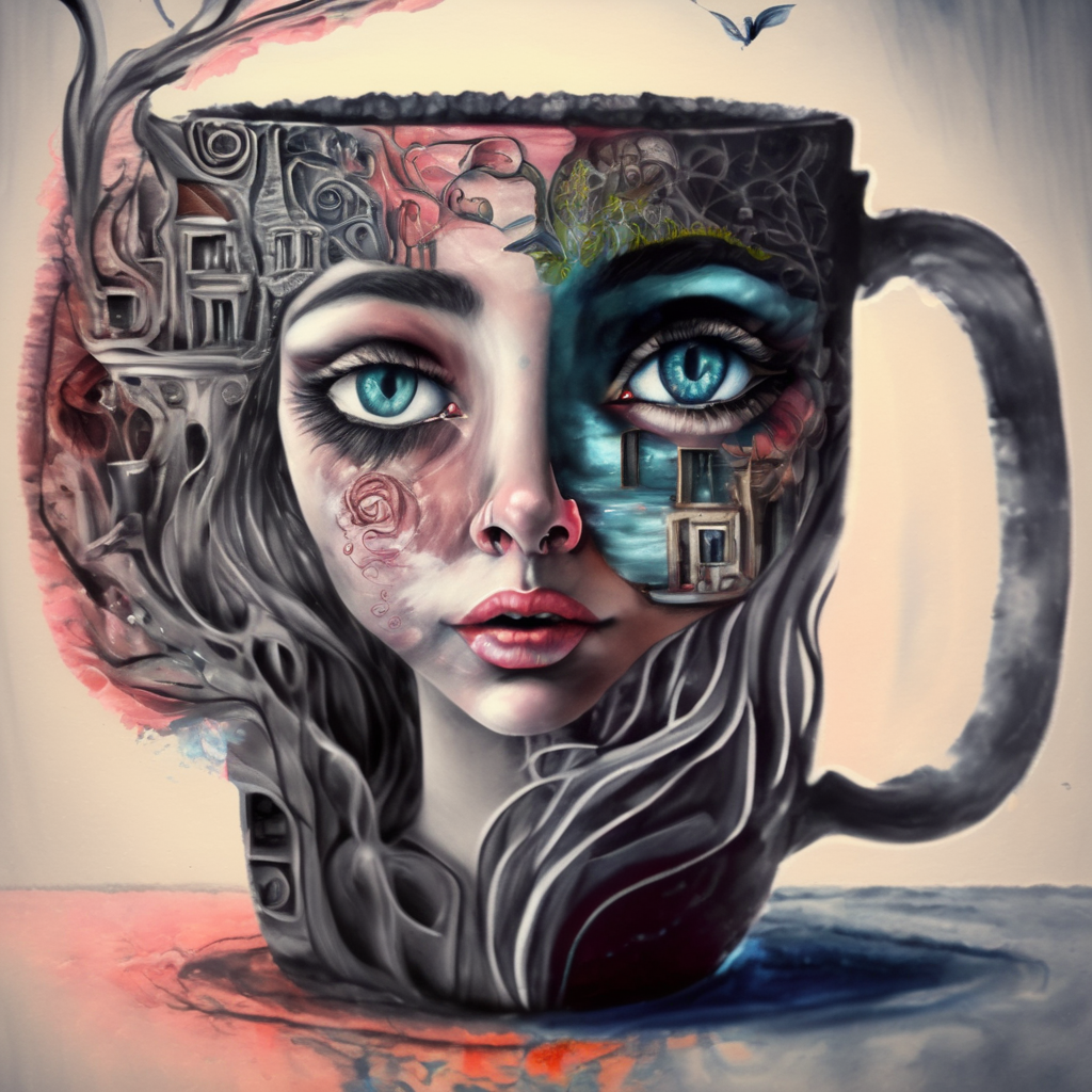 corcoc5s  face of a beautiful girl in a mug with a cat, very detailed<lora:corcoc5s:1>