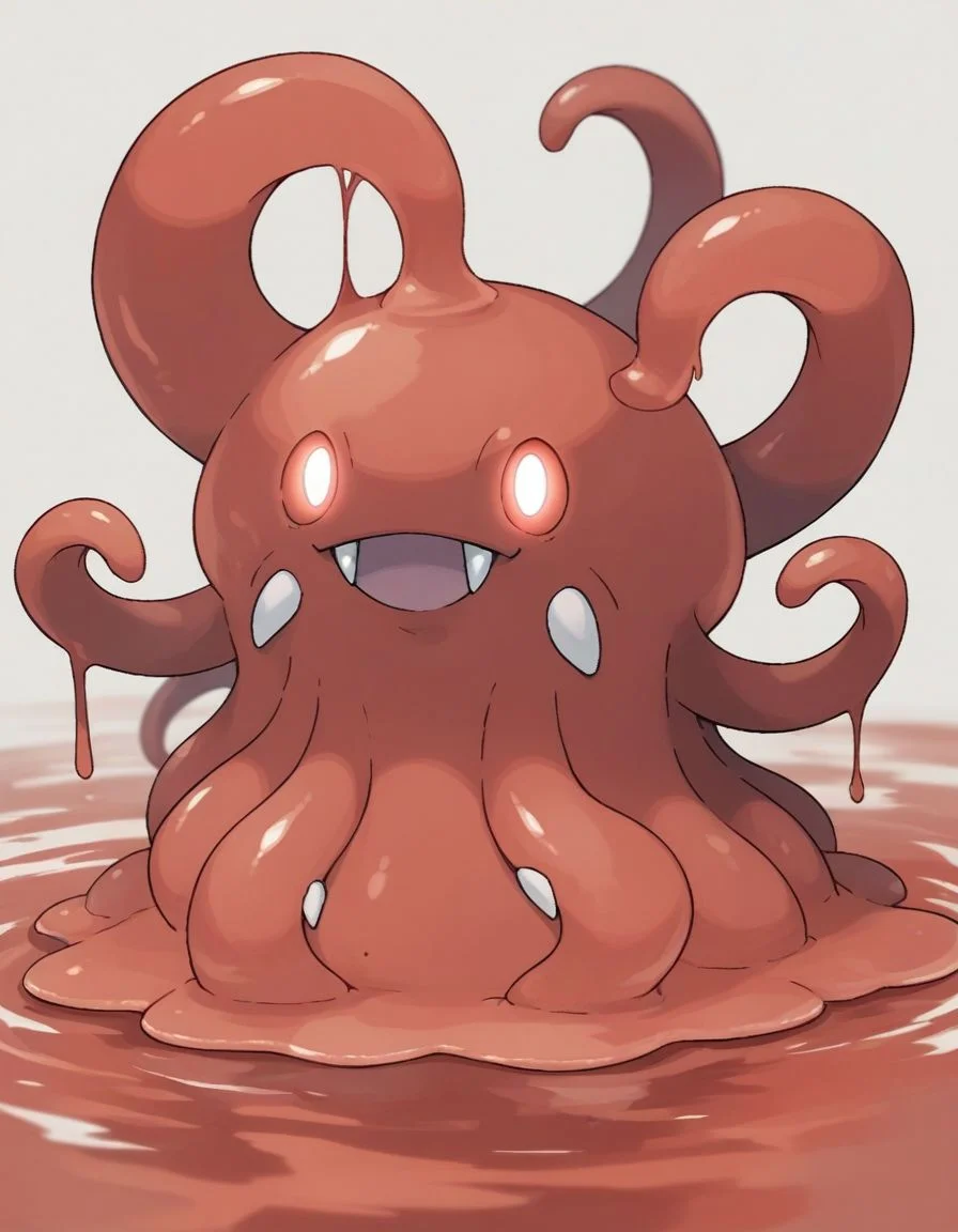 score_9,score_8_up,score_7_up, <lora:Navi_PokeDnaGen1_PonyXL_S1-000007:0.8> , nv-pokegen1, water-type, red slime , glowing eyes, glowing blood , fangs, translucent, octopus ,