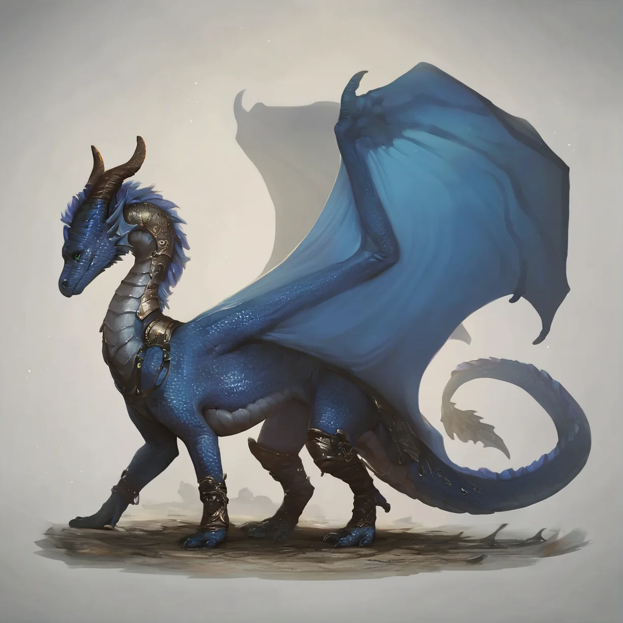 <lora:Female_Feral_Dragon_Concept_PonyXL:0.65> feral, western dragon, score_9, score_8_up, score_7_up, score_6_up, score_5_up, score_4_up, source_furry, rating_safe, female, wings, detailed background, fantasy, full body, quadruped, folded wings, dark blue hair, green eyes, blue body, in an igloo, fantasy, detailed scales