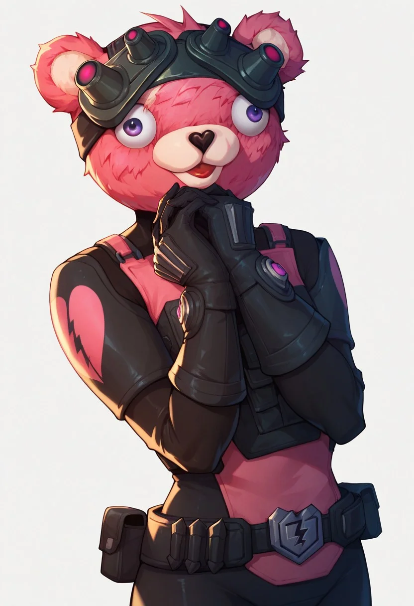 score_9, score_8_up, score_7_up, 1girl, solo, gloves, belt, animal ears, white background, simple background, own hands together, bear, bear mask, mask, goggles, bear ears, bodysuit, black bodysuit, cuddleteamspecialistsdxl
