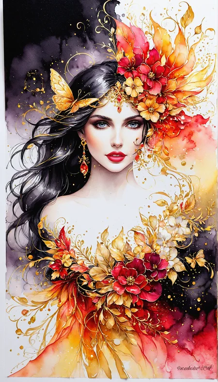 beautiful, gorgeous, stunning, attractive, lovely, exquisite, charming, alluring, ravishing, mesmerizing, breathtaking, radiant, picturesque, enchanting, splendid, elegant Silhouette Art, breathtaking ( FaeTastic beauty extravaganza alcohol ink sketch). day-glo palette and red + shiny gold color scheme
<lora:InkArtXL_1.2:0.4> <lora:FaeTastic:0.2> . . tour de force, masterwork, masterstroke, crowning achievement, gem, perfection, paragon, masterpiece of artistry, pinnacle of creativity, culmination, high quality, 8k resolution, detailed, focused