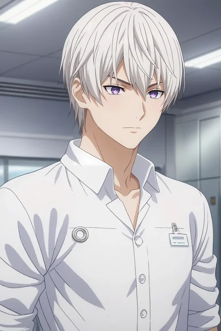 score_9, score_8_up, score_7_up, , rating_safe, intricate details, anime screencap, anime coloring, official style, , , 1boy, solo, male focus, <lora:eishi_tsukasa_pony:0.88>, eishi_tsukasa, white hair, purple eyes, short hair, hair between eyes, cowboy shot, airport, midnight, leaning on object, heart eyes, , <lora:sdxl_lightning_8step_lora:1>