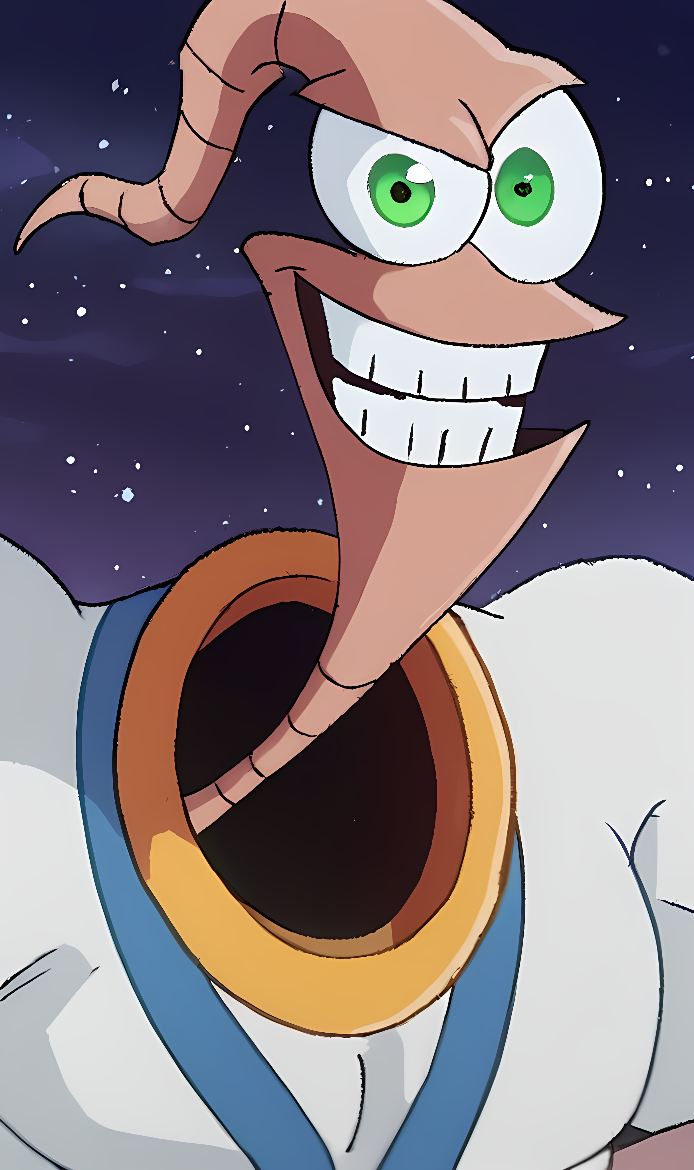 ededdneddy, score_8_up, score_7_up, source_manga, rating_safe, <lora:ededdneddyXLP:0.2>, E4rthW0rmJ1m, EWJ, Cartoon Earthworm, big eyes, one green eye, no nose, cheeky grin, space suit, muscular, desert background, close up <lora:Earthworm_Jim_-_Cartoon_1995_-_Pony:0.9>
