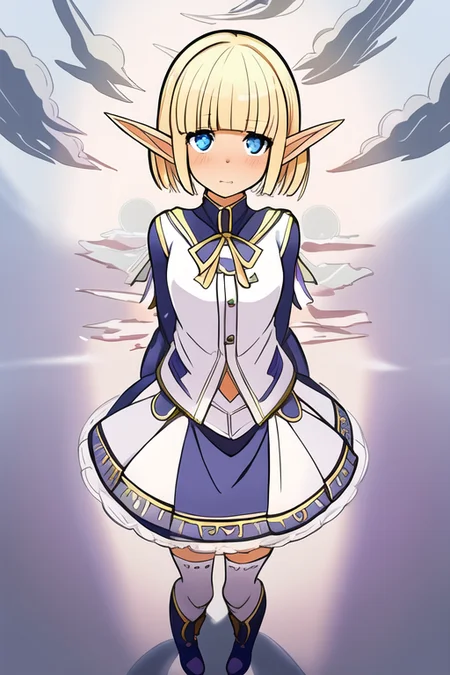 (realistic:0.2), anime illustration of (Mare Bello Fiore), full body, detailed, (realistic:0.2),
short skirt, cute face, clear eyes, elf ears, white background
simple background, small breasts, cute girl, young girl, sunny day, with shadows, clouds ((masterpiece)), (SFW)
<lora:auraAndMareBellaFiora_v10:0.6>,