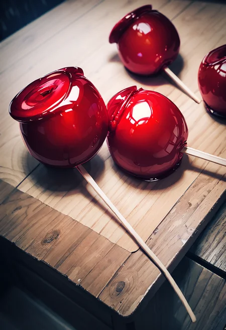 masterpiece, best quality, very aesthetic, absurdres,
ringoame, food, food focus, candy apple, realistic, fruit, still life
 <lora:ringoame_SDXL_V1:1>