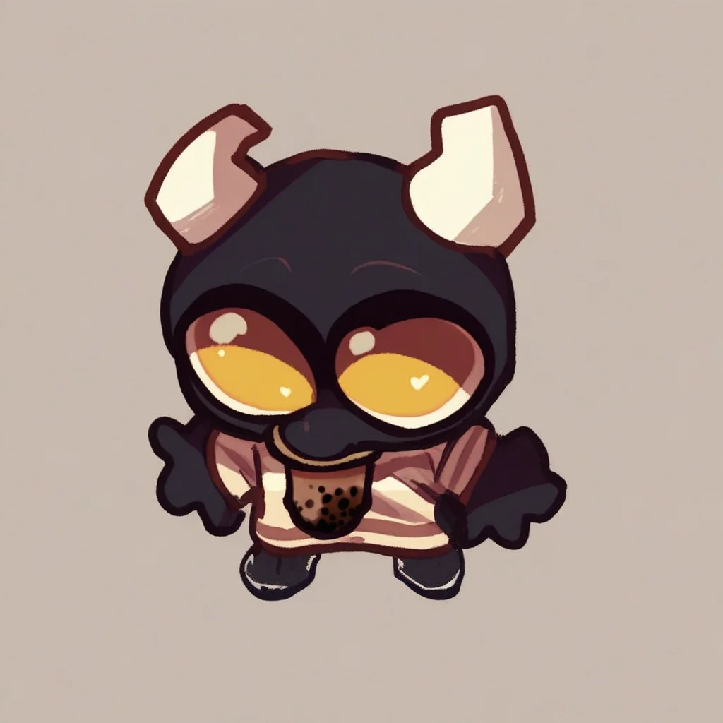 score_9_up, score_8_up, score_7_up, source_furry, mikus-concept, full body, big eyes, chibi, black dragon, black body, white horns, yellow eyes, 1boy, solo, holding, bubble tea, park