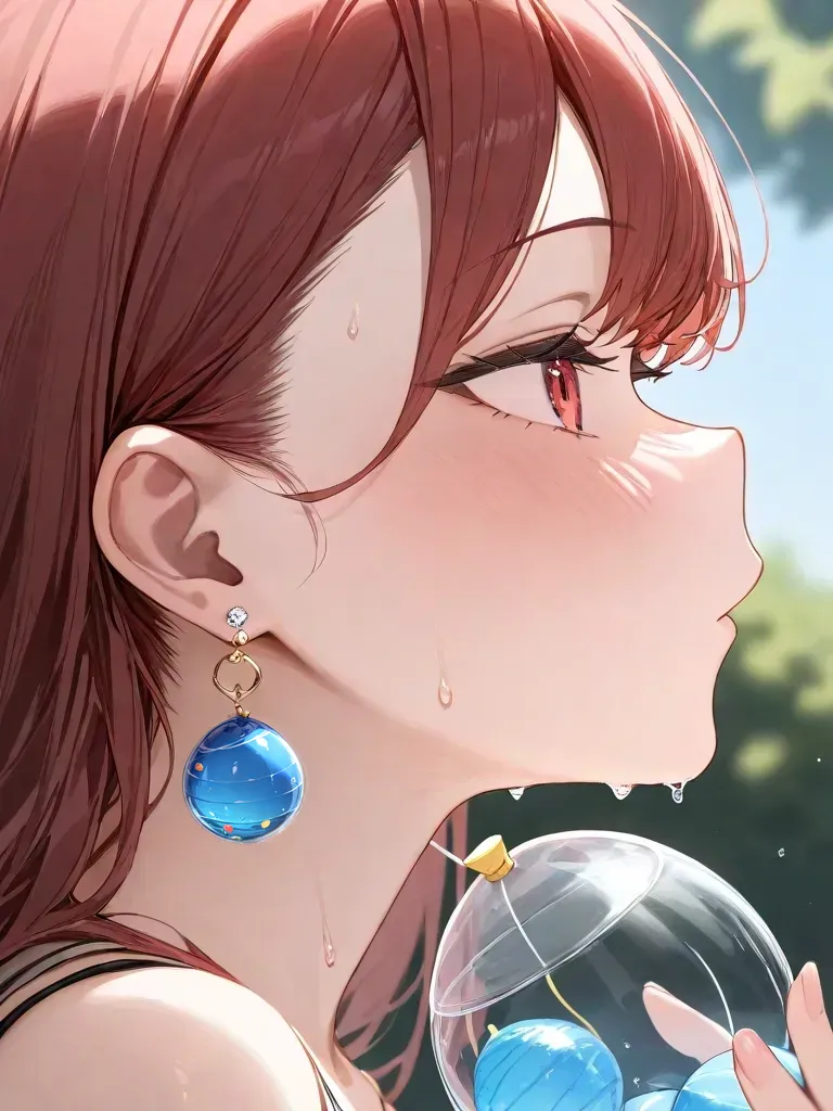 1girl, (water balloon, earrings, made by glass, (clear glass:1.5)), 
(from side:1.5), (face focus:1.5),
masterpiece, best quality, very aesthetic, absurdres, latest
<lora:water-balloon-xl-v3-animagine:0.8>