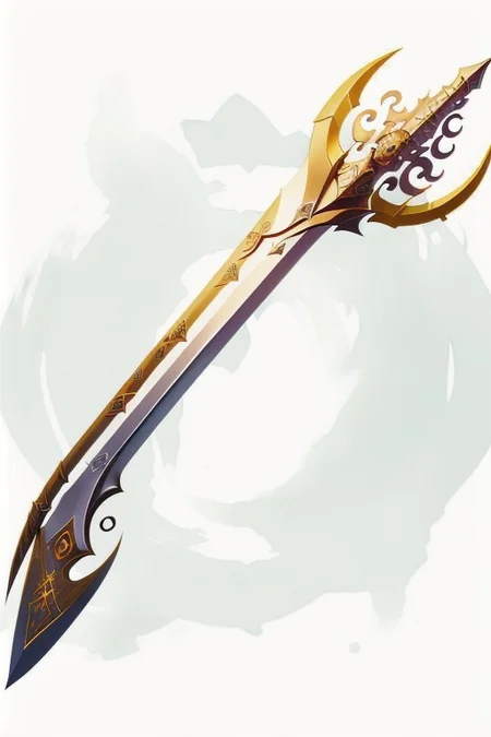 Ji, A long spear, with a leaf-shaped blade, that was used by infantry soldiers, medieval looking weapon, MagicItem_v1, no people in image, just weapon in image