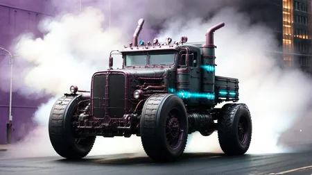 Neon noir (sci-fi future Police Monster Truck in shape of Hypercar in a cosmic chameleon paint that changes colors with the light, passing by at light speed:3.0) The camera is positioned from the front (camera from front:1.3), capturing the neon flash and motion trail of the car.,  (camera from front:1.3), light speed, neon, flash, motion trail, (stars and a future City in the background, speed effects, violet underbody lighting:1.3), motion blur, epic visual effects, interstellar, flow, detailed, scifi, star blast, dark vibrant colors, cosmic art, stars in background, cinematic scene, lens flare, god rays, glow,  glowneon, glowing, sparks, fullmoon night, stormy weather, lightning, ultra detailed , dramatic lighting, shallow depth of field detailed background, dark noir style, HDR, RAW, ray tracing reflections, sharp focus, ultra realistic
<lora:dreamcolor:0.3> <lora:style:0.3> <lora:EDG_-_Test_Lora:0.3> <lora:SDXLHighDetail_v5:1> <lora:LowRA:1> <lora:ste4mpunk:1>, Hyperrealistic art (nsfw:1.8), Epic CG masterpiece, hdr,dtm, full ha,8K, ultra detailed graphic tension, dynamic poses, stunning colors, 3D rendering, surrealism, cinematic lighting effects, realism, 00 renderer, super realistic, (full - body photos:1.8), super vista, super wide Angle, In a futuristic abandoned city, a girl with a huge "Mad-Cat" Battle-Mech in a galaxy at war, Her name is Alina, medium Breast, a fighting dark female Mech-Warrior from the future world in action, Her eyes are firm and resolute, showing the desire for victory,  ([foggy cityscape in the distance : very pretty 30 years old girl whit very long hair, a Laser-Rifle, Huge Mech in background, city:0.50]:1.6) immersed in a giant flow of wind, living in a thunder cloud, behind the cloud, (double exposure:1.3), surreal dream, gray atmosphere, rainy day, dynamic, detailed background. Surrealist, The style is dark noir with HDR, RAW, ray tracing reflections, sharp focus, and ultra-realistic details,  Extremely high-resolution details, photographic, realism pushed to extreme, fine texture, incredibly lifelike . Extremely high-resolution details, photographic, realism pushed to extreme, fine texture, incredibly lifelike,  <lora:LowRA:1> <lora:more_details:0.1> <lora:Enhanced_XL_V1:0.1> <lora:SDXLHighDetail_v5:0.1> <lora:BattleTech Battlemechs:1> . Cyberpunk, dark, rainy streets, neon signs, high contrast, low light, vibrant, highly detailed