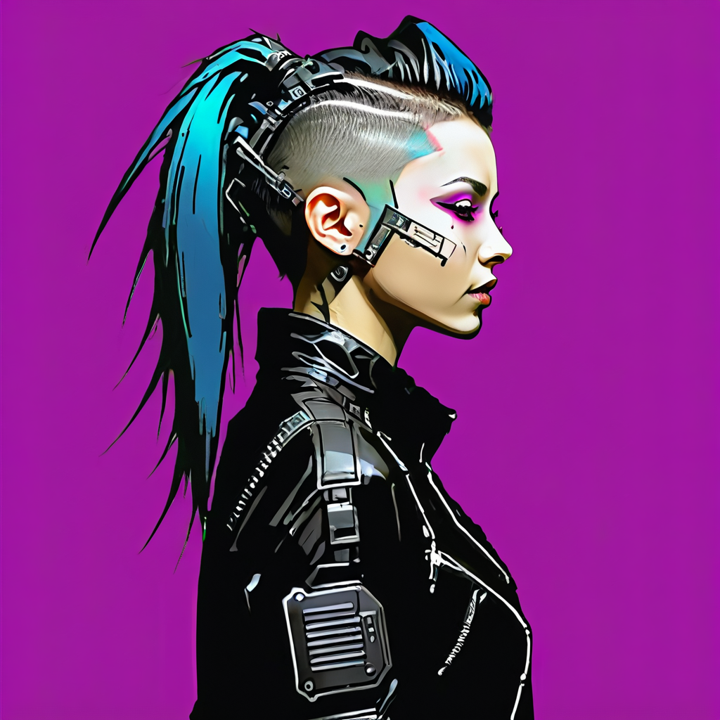 <lora:Everly_Heights_Character_Maker_Pony_XL:1> Side profile, female cyberpunk hacker girl