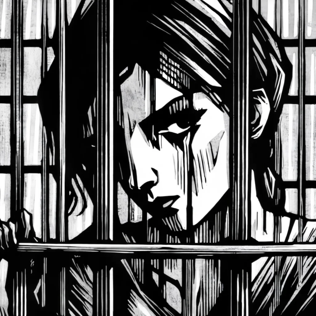 drawix7 close up prisoner's girl face visible through the bars<lora:drawix7:1>