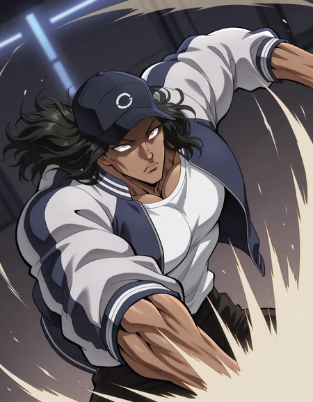 bkp1ckle,
muscular male, solo, 
closed mouth,
jacket, baseball hat,
from above, dynamic angle,   upper body, 
looking up , concentrating,
punch, punching, rapid punches,
<lora:[Char - IL] Baki - Pickle (R1E10):1> 
BREAK
([wind,  fog, crescent moon, lighthouse, clift, coast, boat far away, city,town ::0.5]:0.8),
masterpiece, best quality, newest, absurdres, highres, safe,